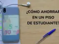 Auriculares, móvil con billetes de 5 y 10 euros y bolígrafo sobre documentos. ¿Cómo ahorrar en un piso de estudiante?