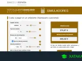Simulador del Banco de España para calcular qué hipoteca me puedo permitir. Muestra capital inicial, tipo de interés y plazos.