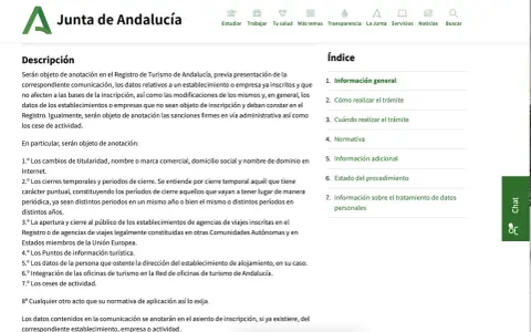 Información sobre la licencia turística en Andalucía. Detalla qué datos se anotan en el Registro de Turismo y los trámites relacionados.