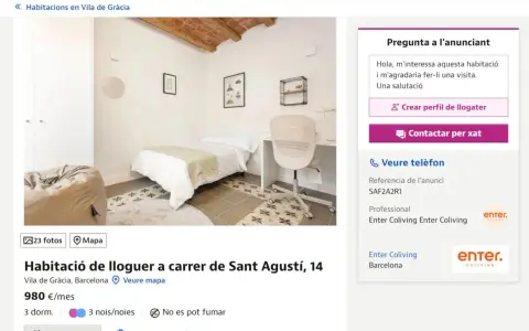 Habitación en alquiler en Barcelona, Vila de Gràcia. Es legal alquilar habitaciones en Barcelona, como esta acogedora estancia.