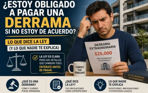 Hombre preocupado revisa documento de derrama extraordinaria de $25,000.