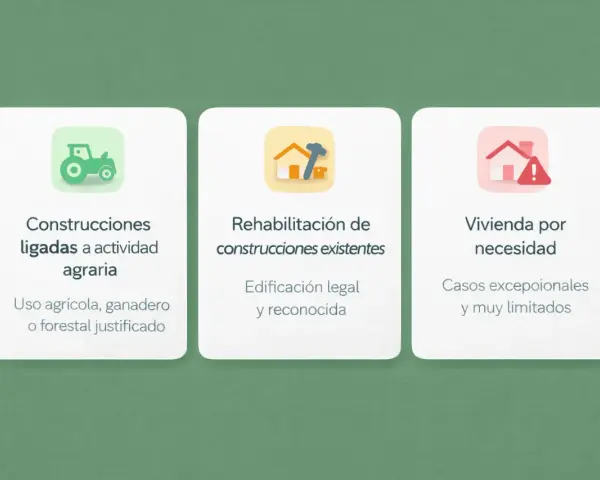Terreno rústico urbanizable: construcciones agrarias, rehabilitación y vivienda por necesidad.