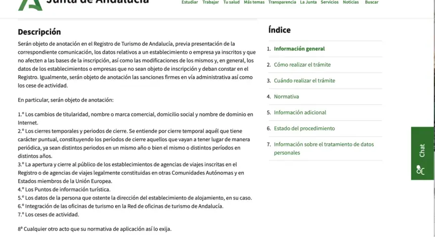 Información sobre la licencia turística en Andalucía. Detalla qué datos se anotan en el Registro de Turismo y los trámites relacionados.